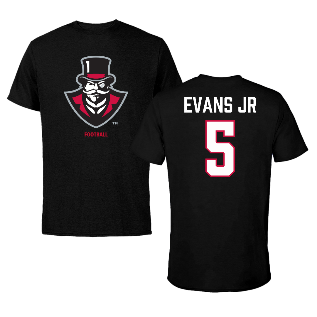 Austin Peay State University Football Black Tee - #5 CJ Evans Jr