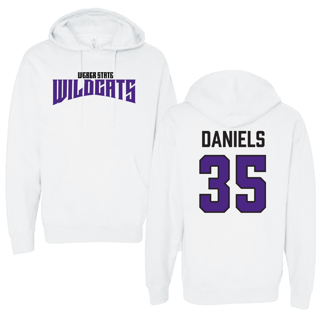 Weber State University Football White Classic Hoodie - #35 Rishi Daniels