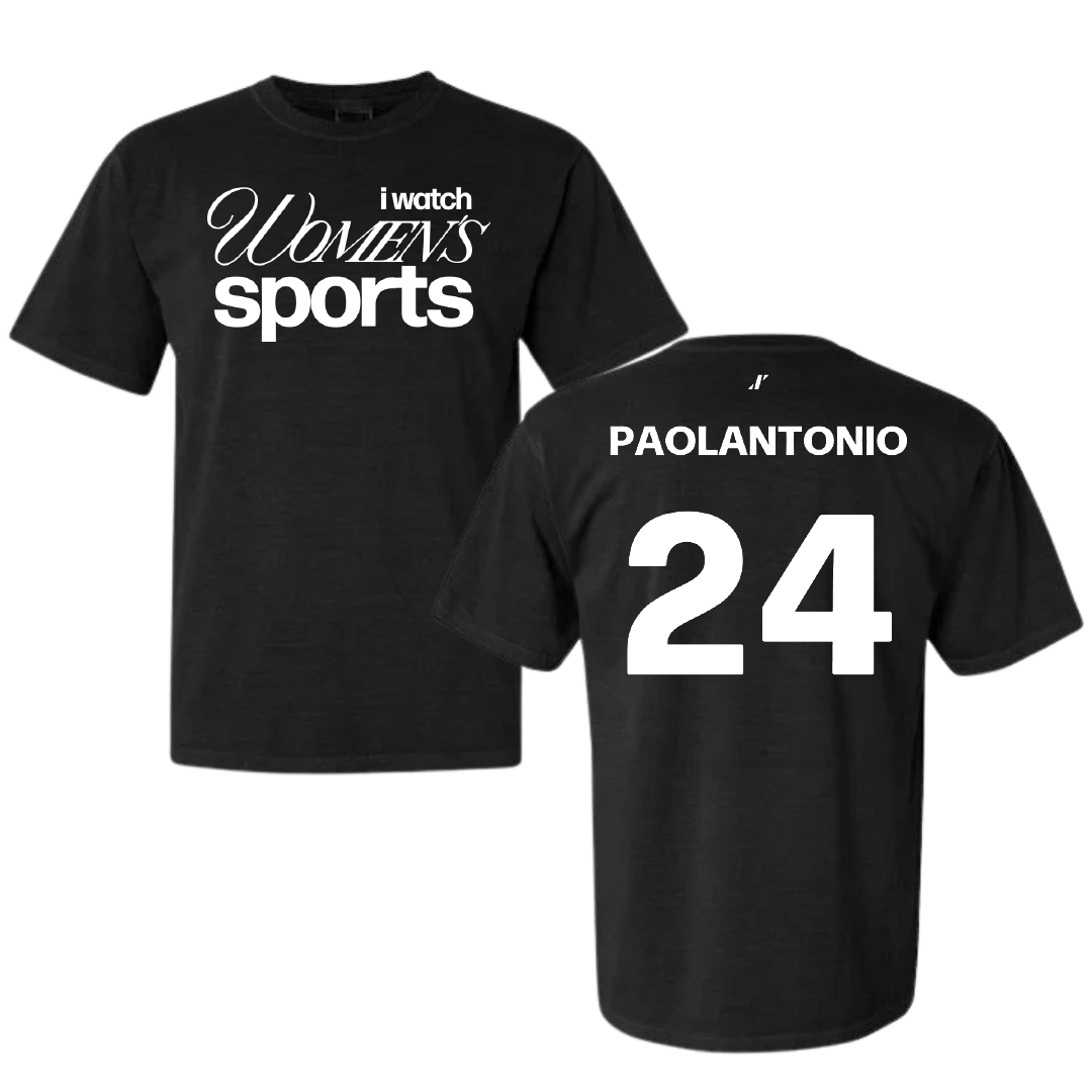 Bryant University Softball Black WHM Comfort Colors Tee - #24 Caroline Paolantonio