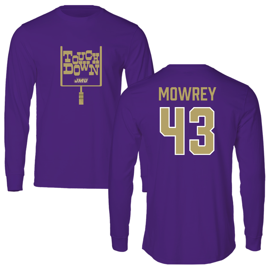 James Madison University Football Purple Touchdown Long Sleeve - #43 Jack Mowrey