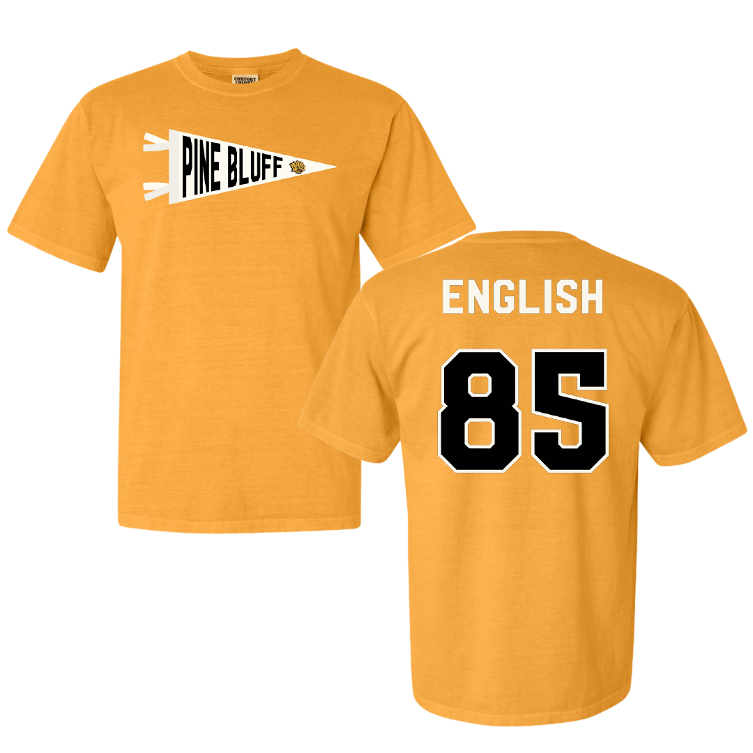 University of Arkansas-Pine Bluff Football Gold Pennant Comfort Colors Tee - #85 Kevin English