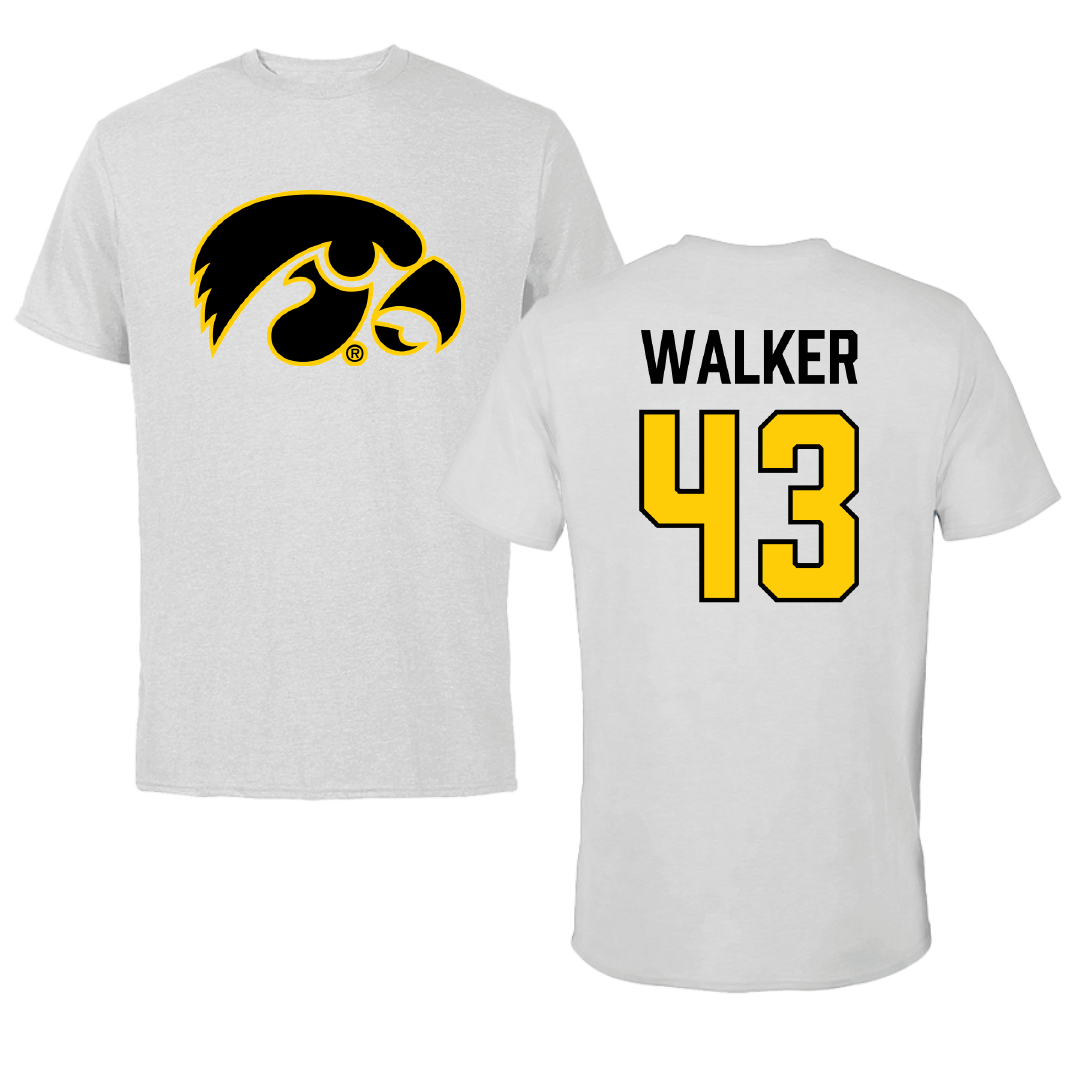 University of Iowa Baseball Light Gray Performance Tee - #43 Bryson Walker