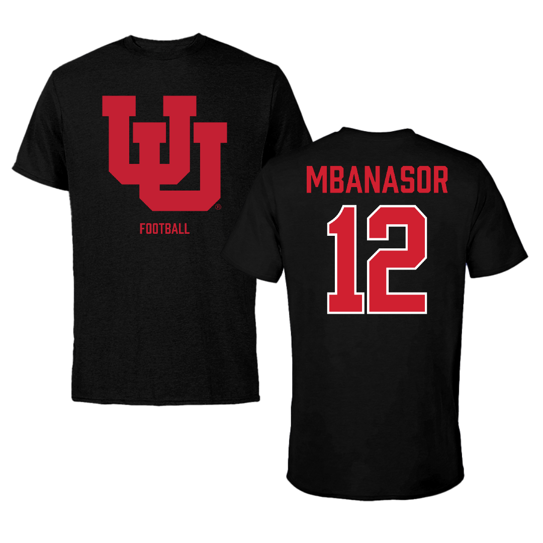 University of Utah Football Black Performance Tee - #12 Sidney Mbanasor