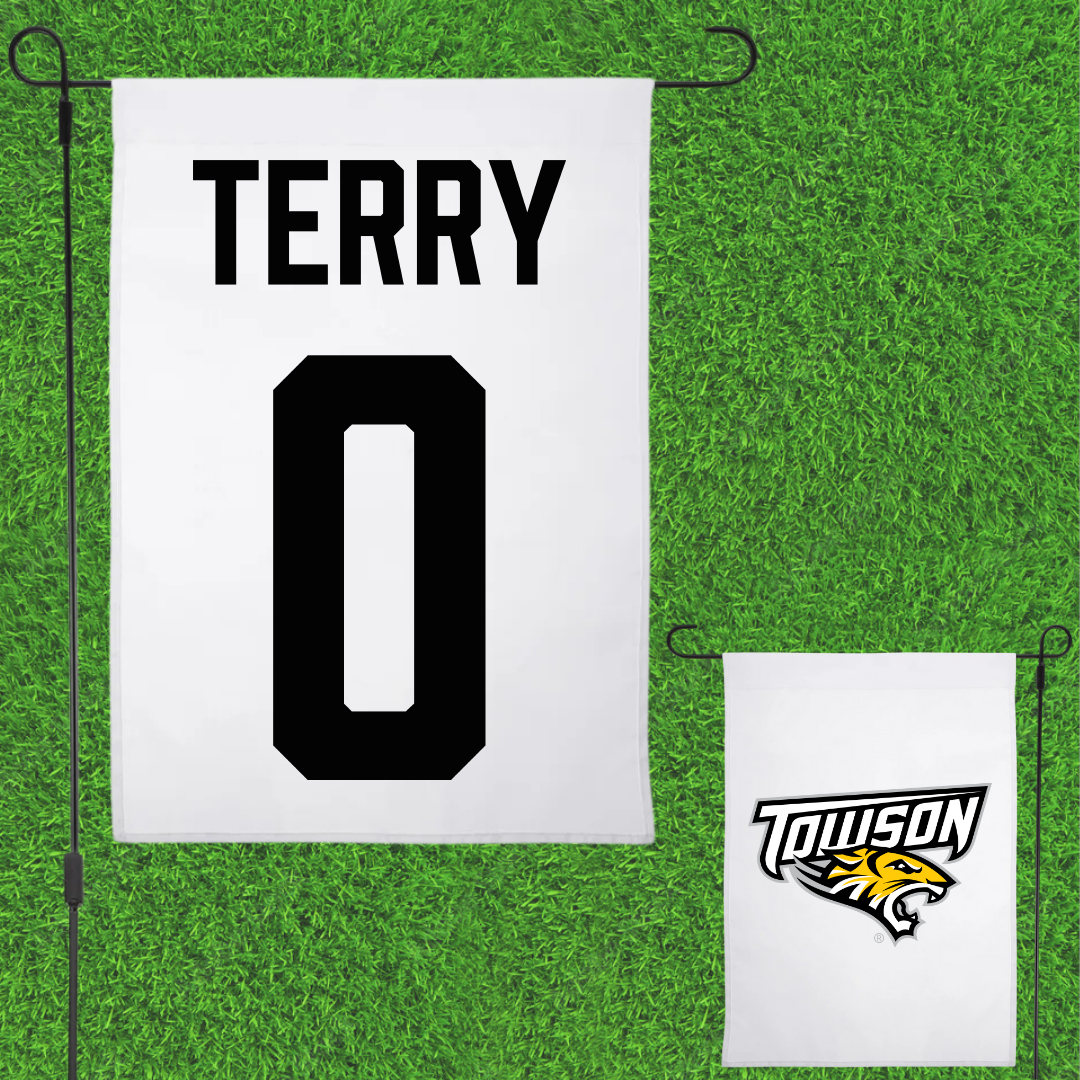 Towson University Football White Garden Flag - #0 Xavier Terry