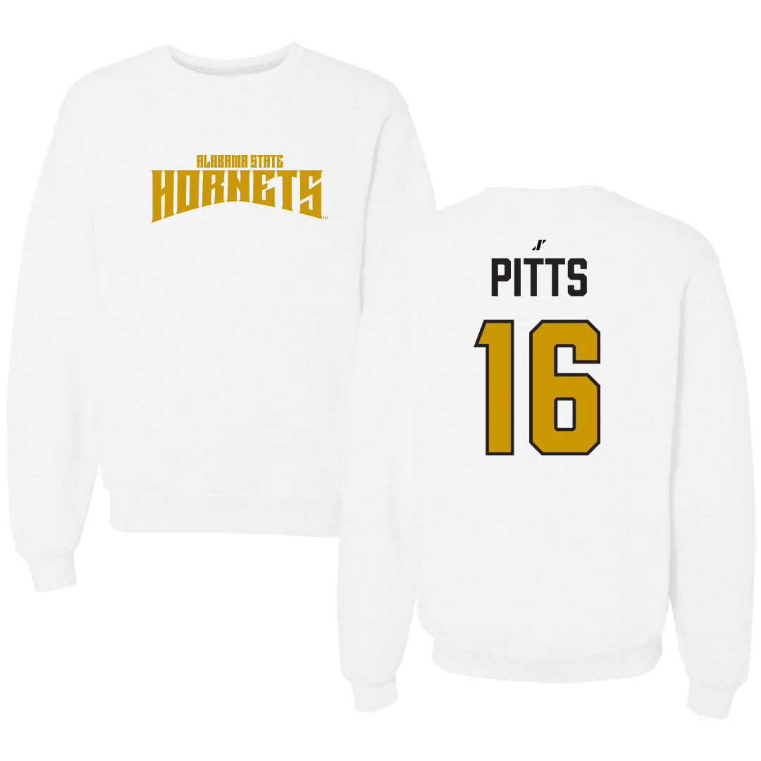 Alabama State University Football White Classic Crewneck - #16 Christian Pitts