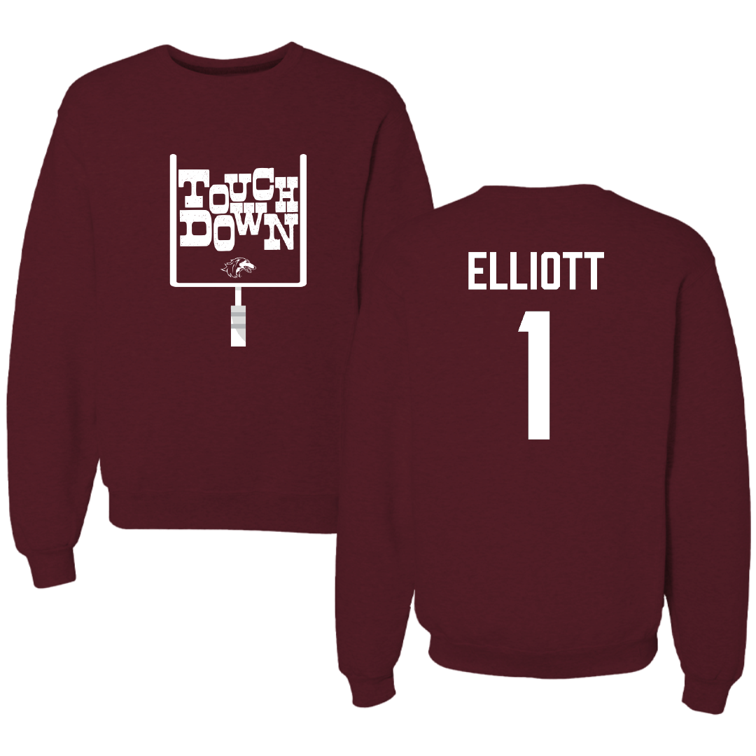 Southern Illinois University at Carbondale Football Maroon Touchdown Crewneck - #1 Romeir Elliott