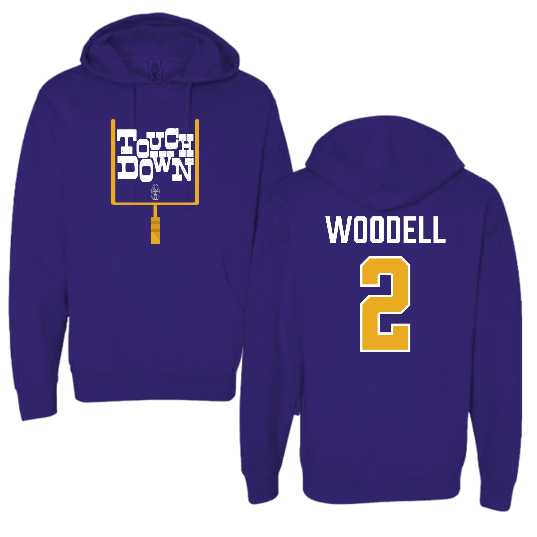 University at Albany Football Purple Touchdown Hoodie - #2 Griffin Woodell