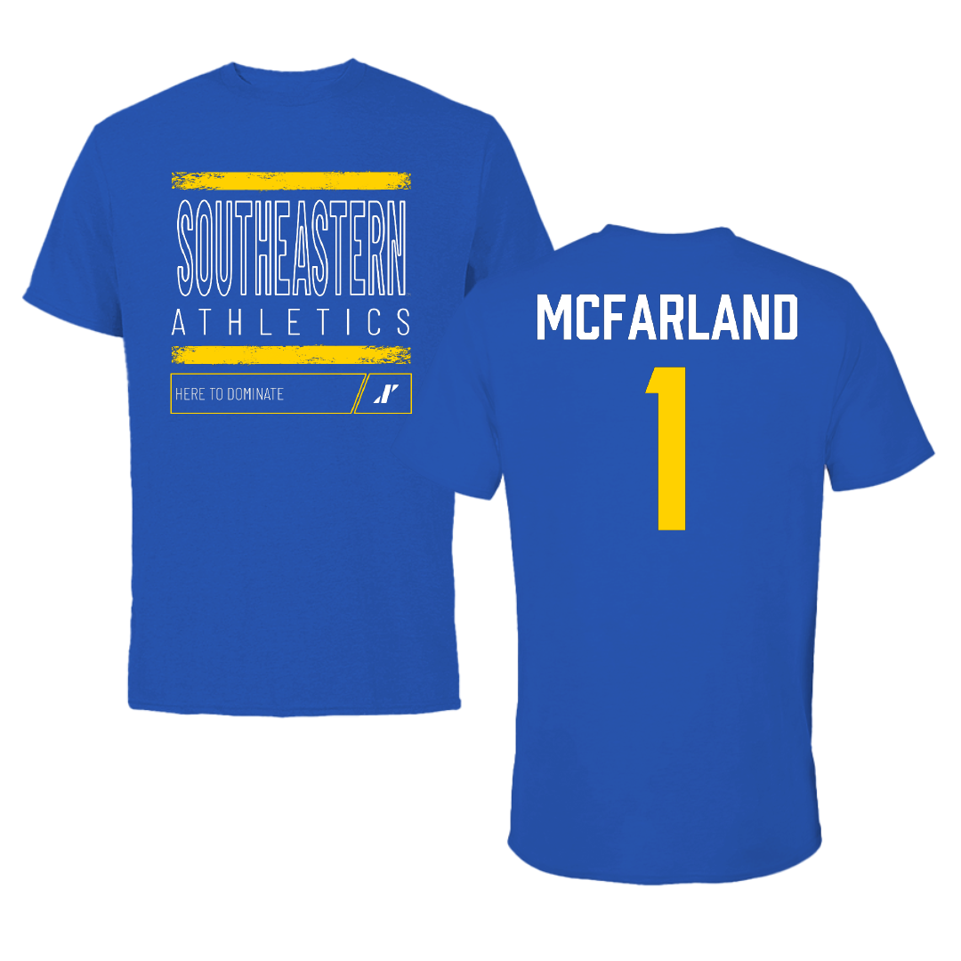 Southeastern Oklahoma State University Volleyball Blue Dominate Tee - #1 Riley McFarland