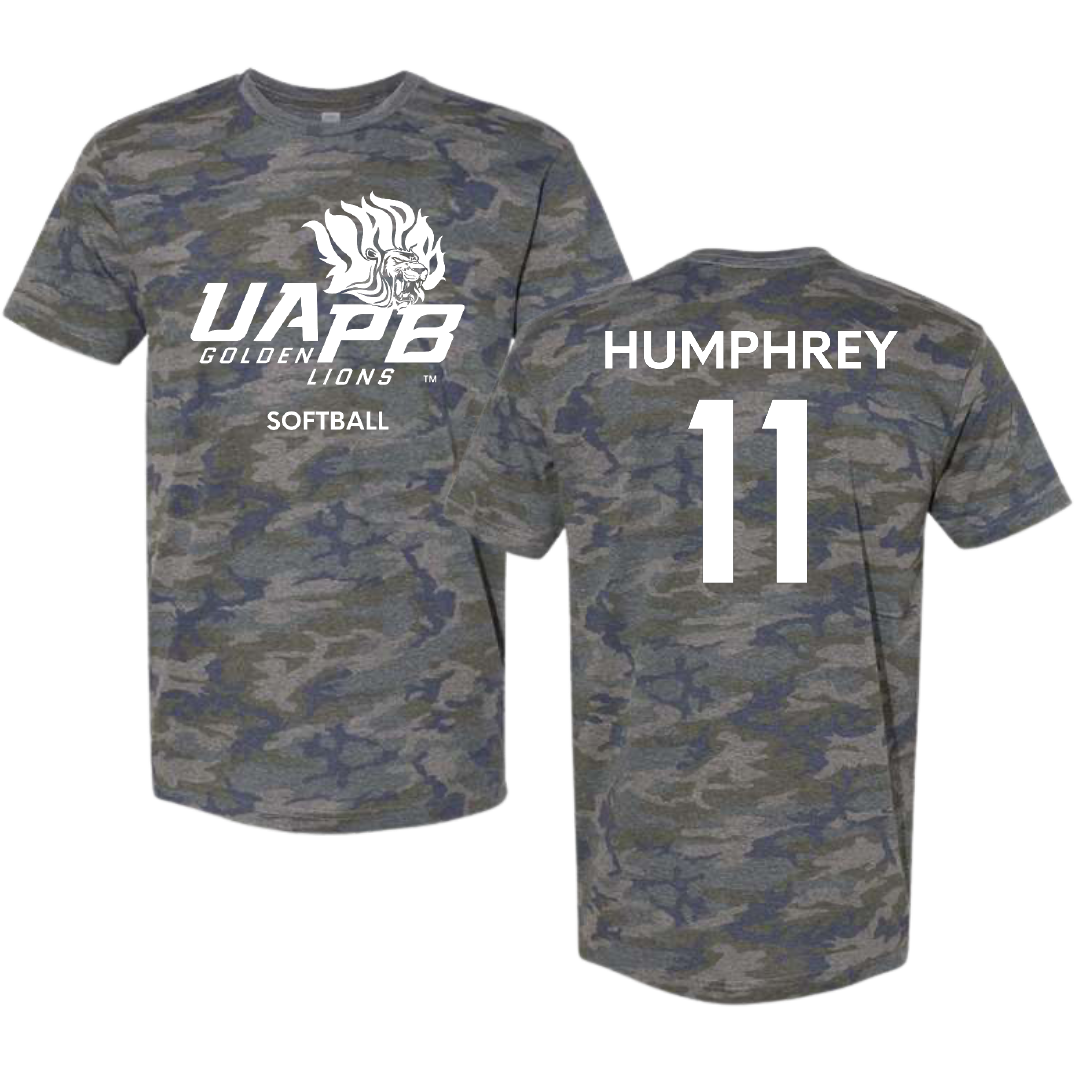 University of Arkansas-Pine Bluff Softball Vintage Camo Tee - #11 Traelen Humphrey