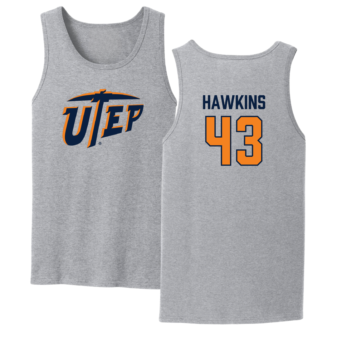 University of Texas at El Paso Football Sport Gray Tank Top - #43 Garrett Hawkins