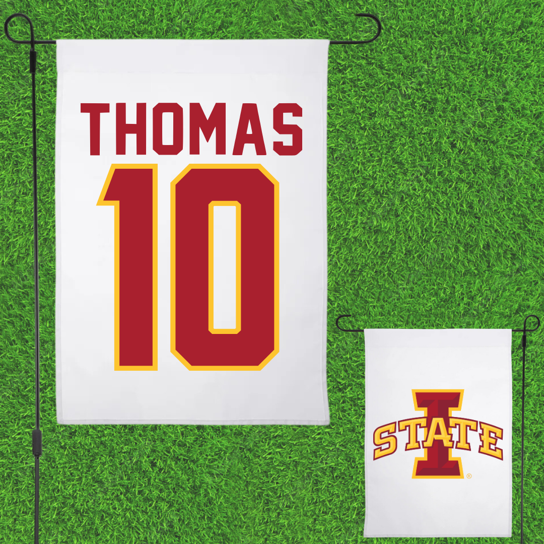 Iowa State University Soccer White Garden Flag - #10 Sophia Thomas