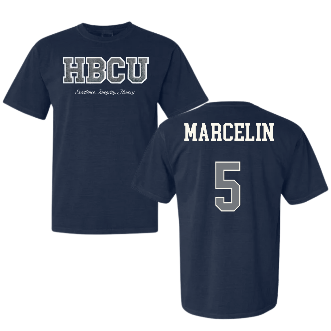 Jackson State University Volleyball (W) Navy HBCU Varsity Comfort Colors Tee - #5 Nyjha Marcelin