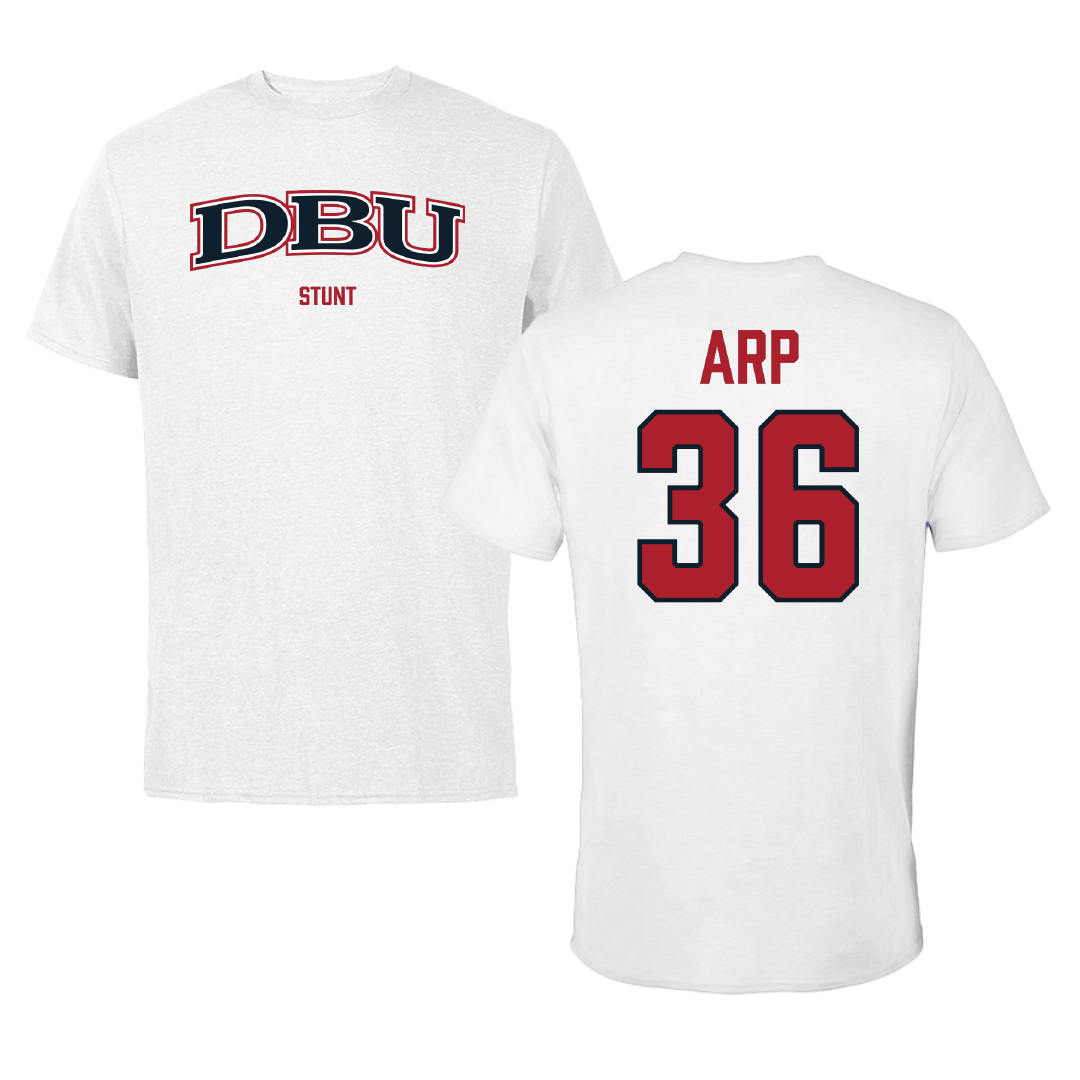 Dallas Baptist University STUNT White Performance Tee - #36 Ashtyn Arp