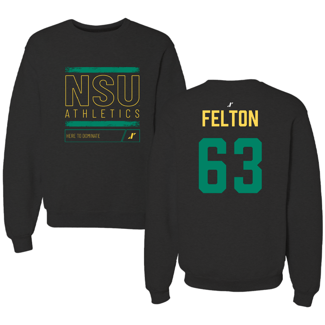 Norfolk State University Football Black Dominate Crewneck - #63 Marselle Felton