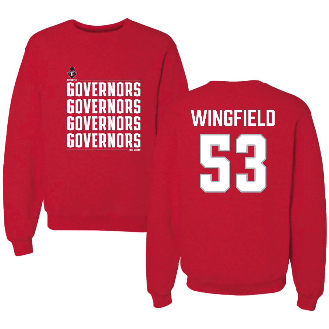 Austin Peay State University Football Red General Crewneck - #53 Christian Wingfield