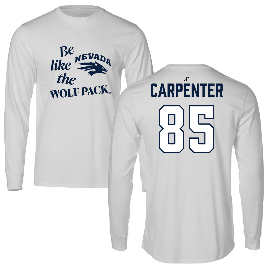 University of Nevada Football Light Gray Be Like Us Performance Long Sleeve - #85 Jett Carpenter