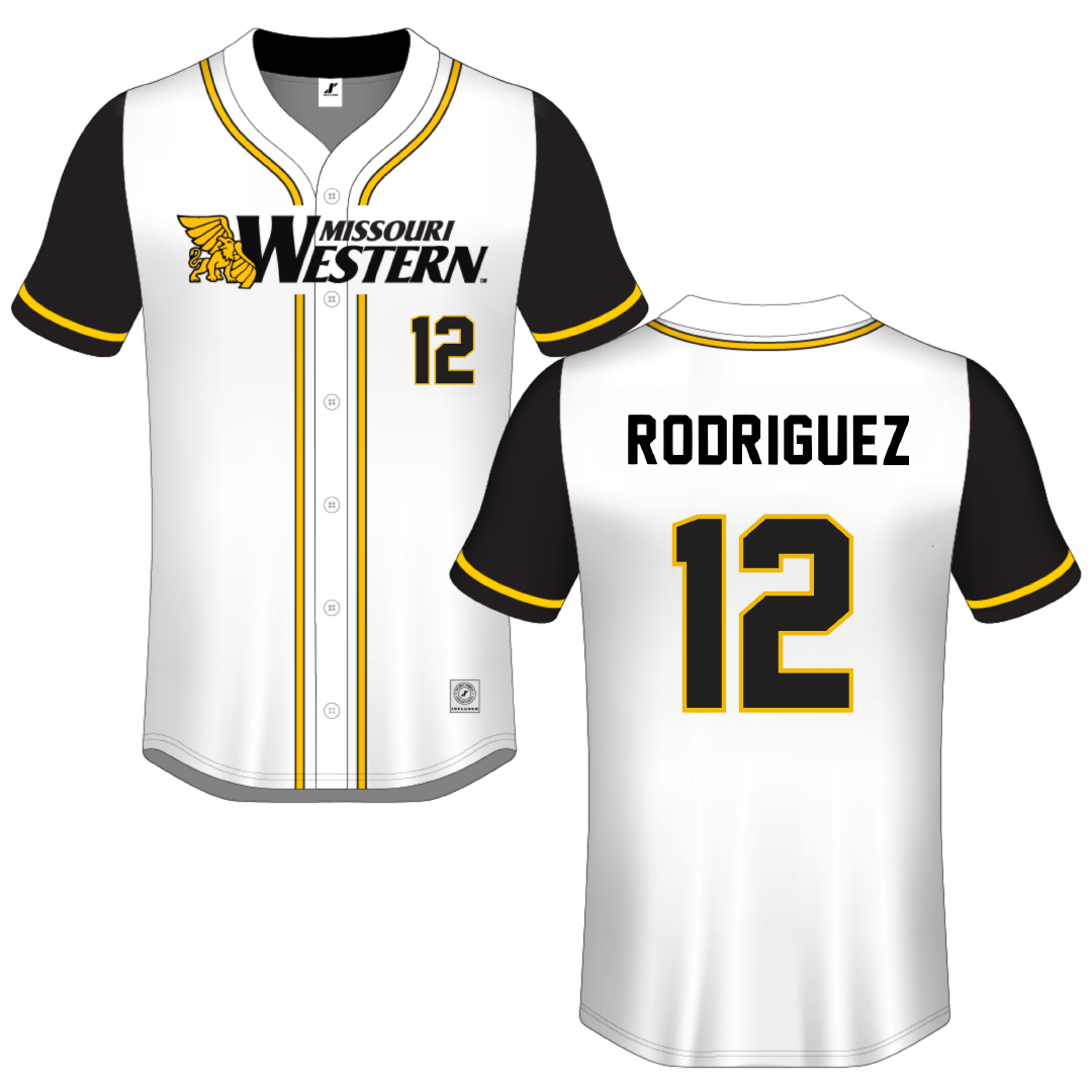 Missouri Western State University White Button-Down Jersey - #12 Diego Rodriguez