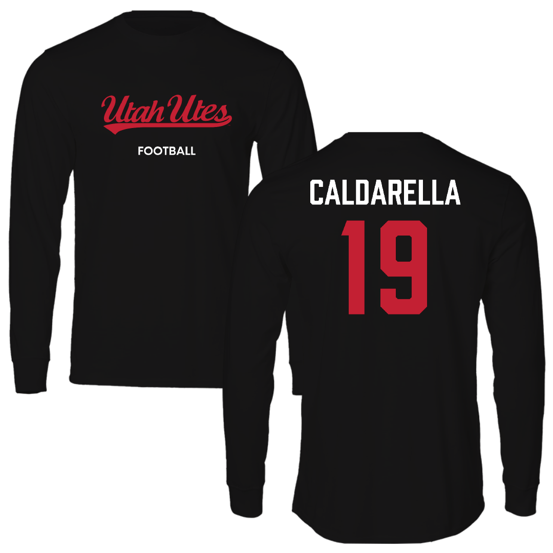 University of Utah Football Black Utes Performance Long Sleeve - #19 Luca Caldarella
