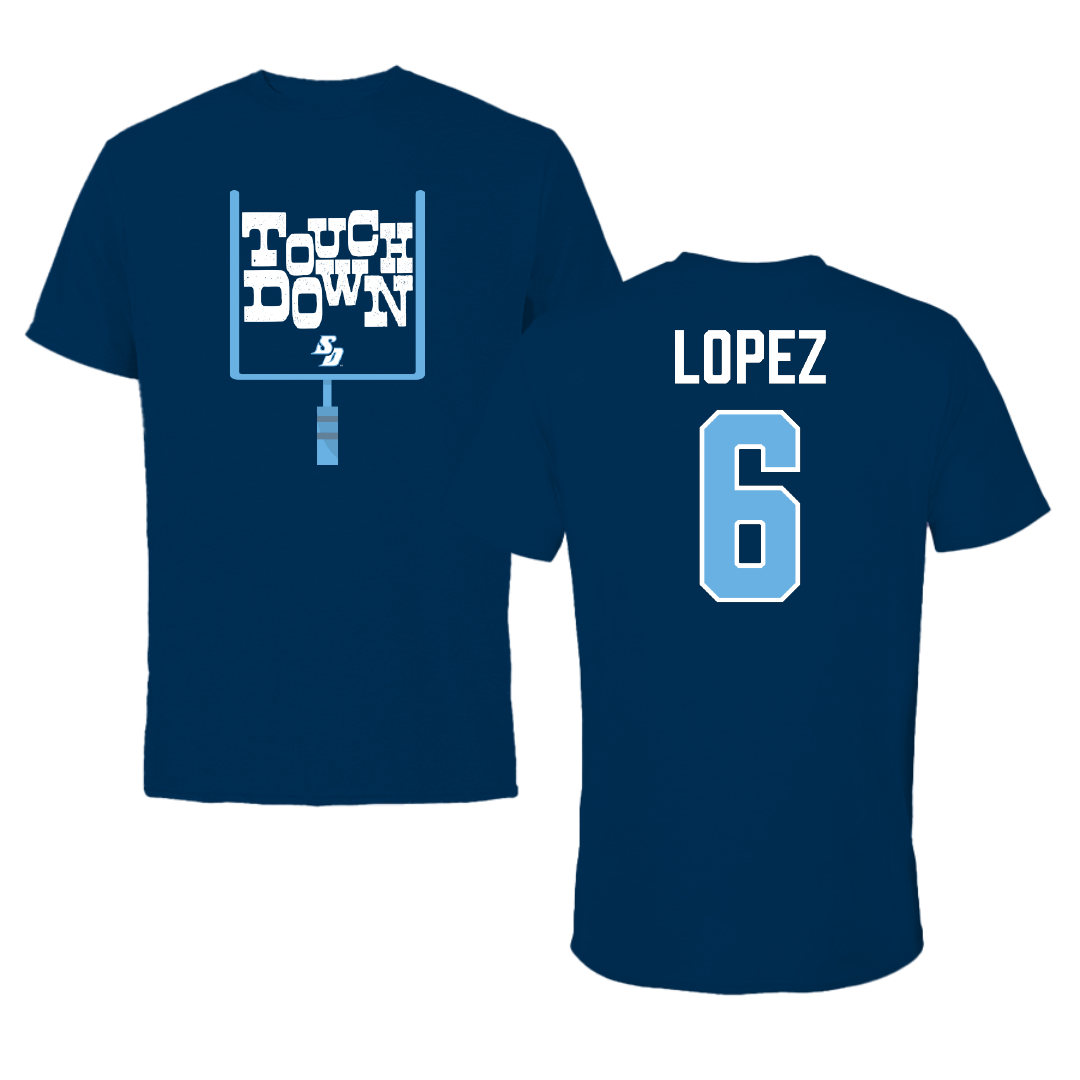 University of San Diego Football Navy Touchdown Performance Tee - #6 Ruben Lopez