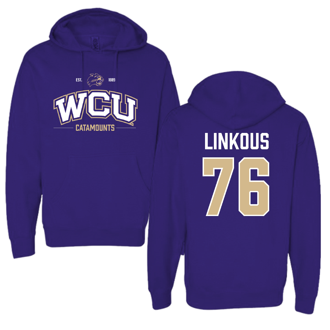 Western Carolina University Football Purple General Hoodie - #76 Nathan Linkous