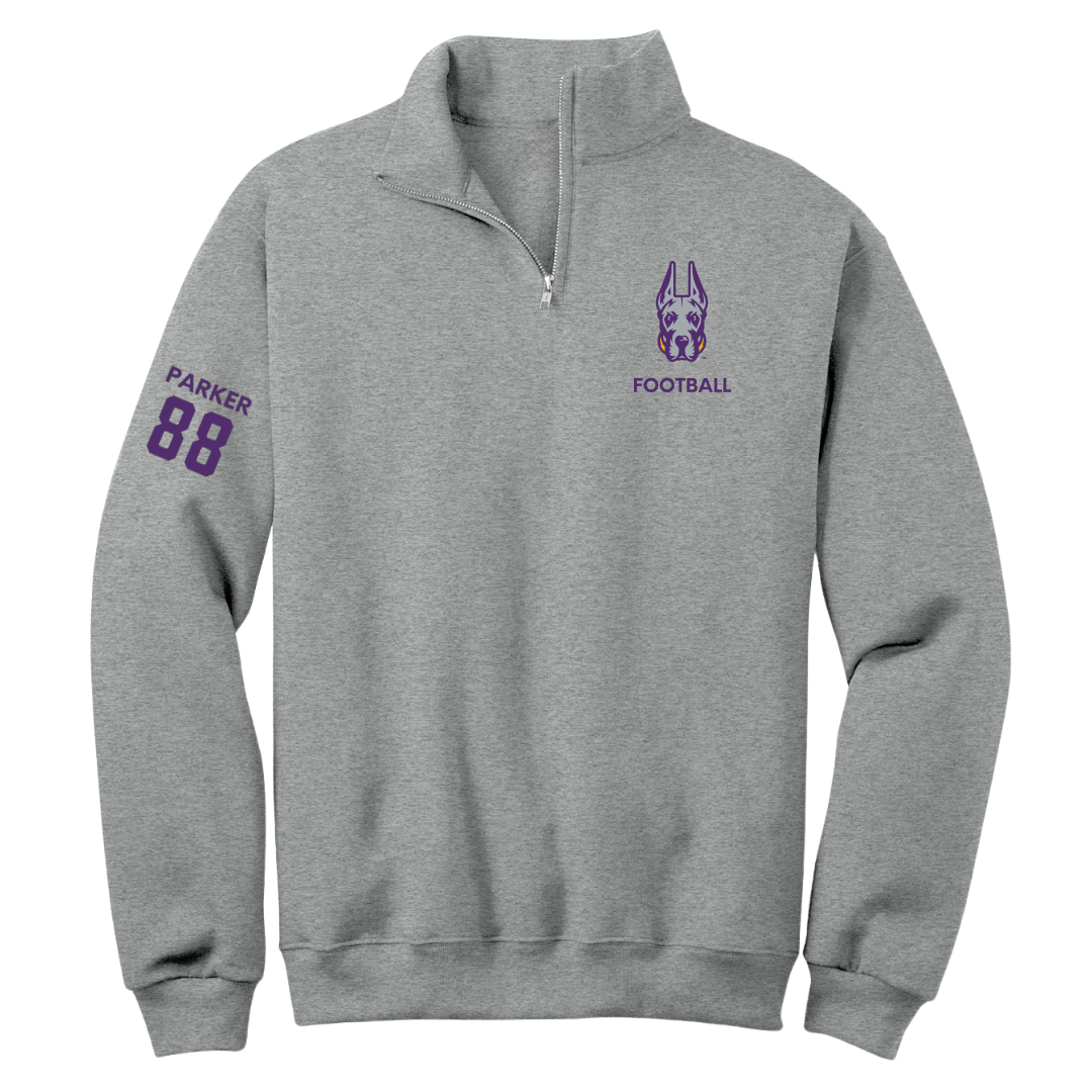 University at Albany Football Sport Gray Quarter-Zip - #88 Chad Parker