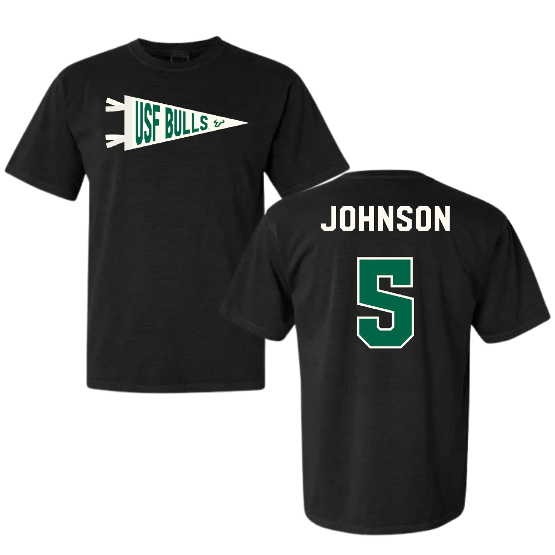University of South Florida Volleyball Black Pennant Comfort Colors Tee - #5 Tatiana Johnson
