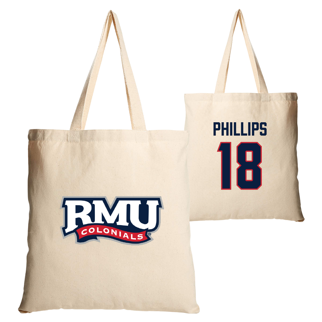 Robert Morris University Ice Hockey Tan Canvas Tote Bag - #18 Jersey Phillips