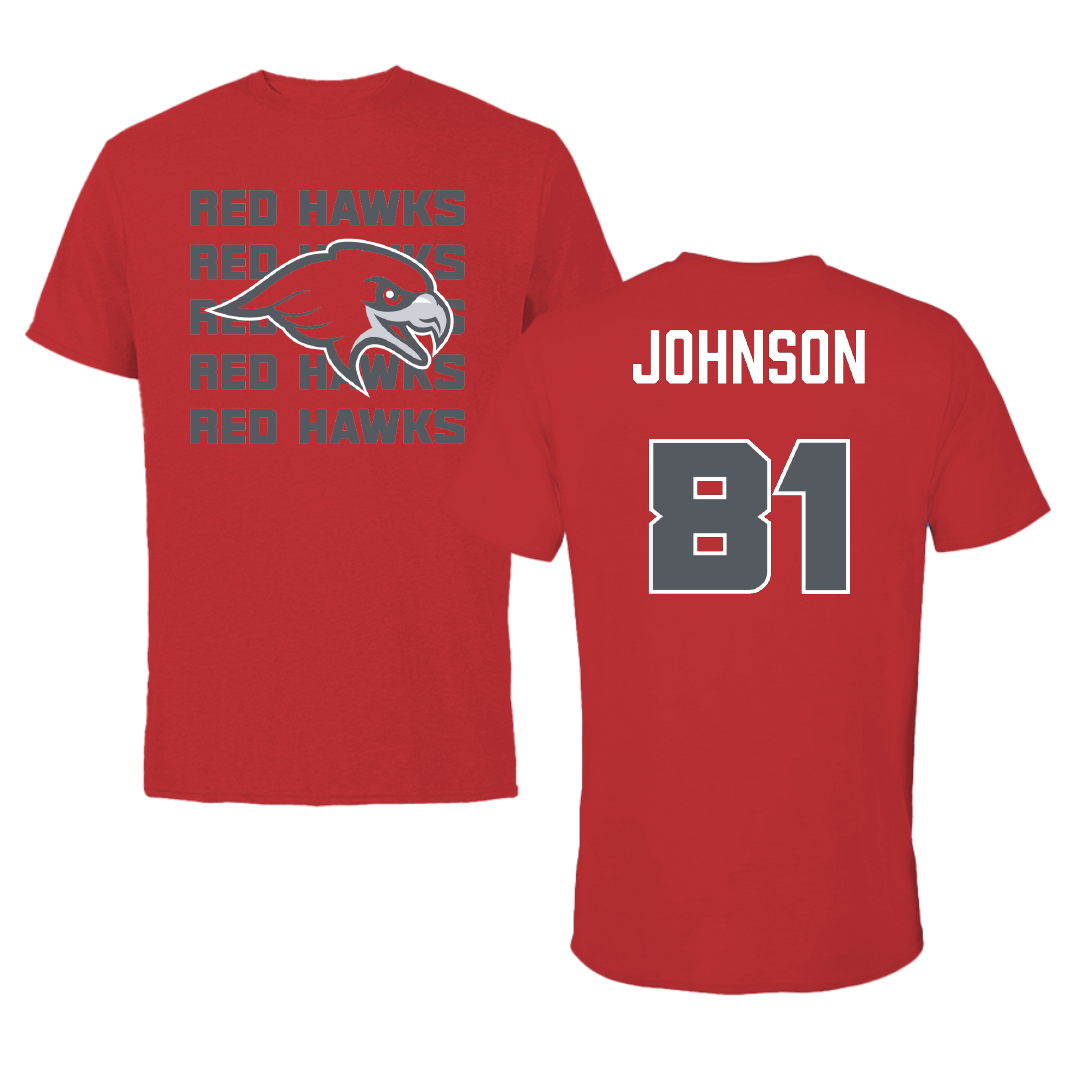 Montclair State University Football Red General Tee - #81 Brandon Johnson
