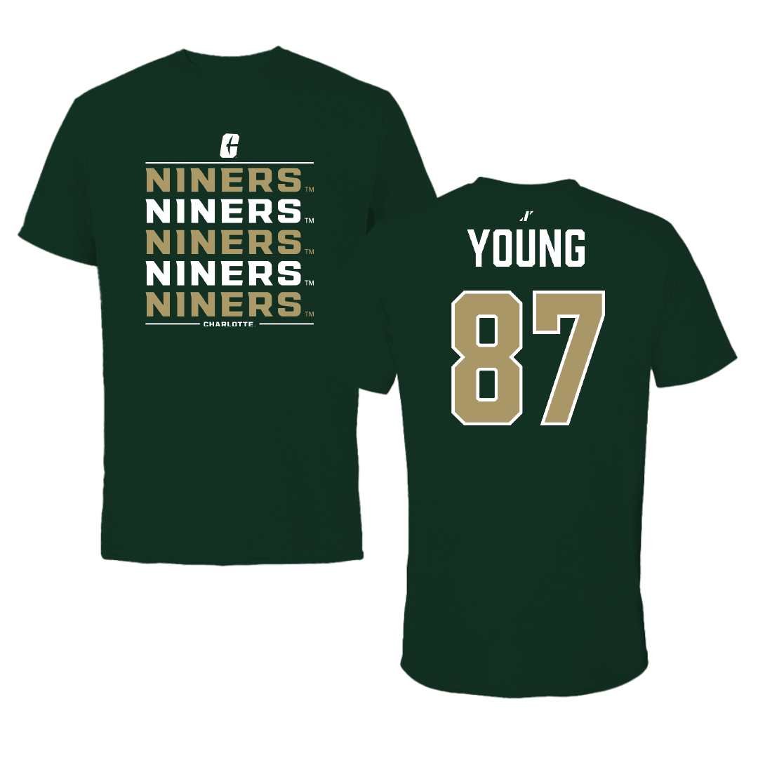 The University of North Carolina at Charlotte Football Forest Green General Tee - #87 Jake Young