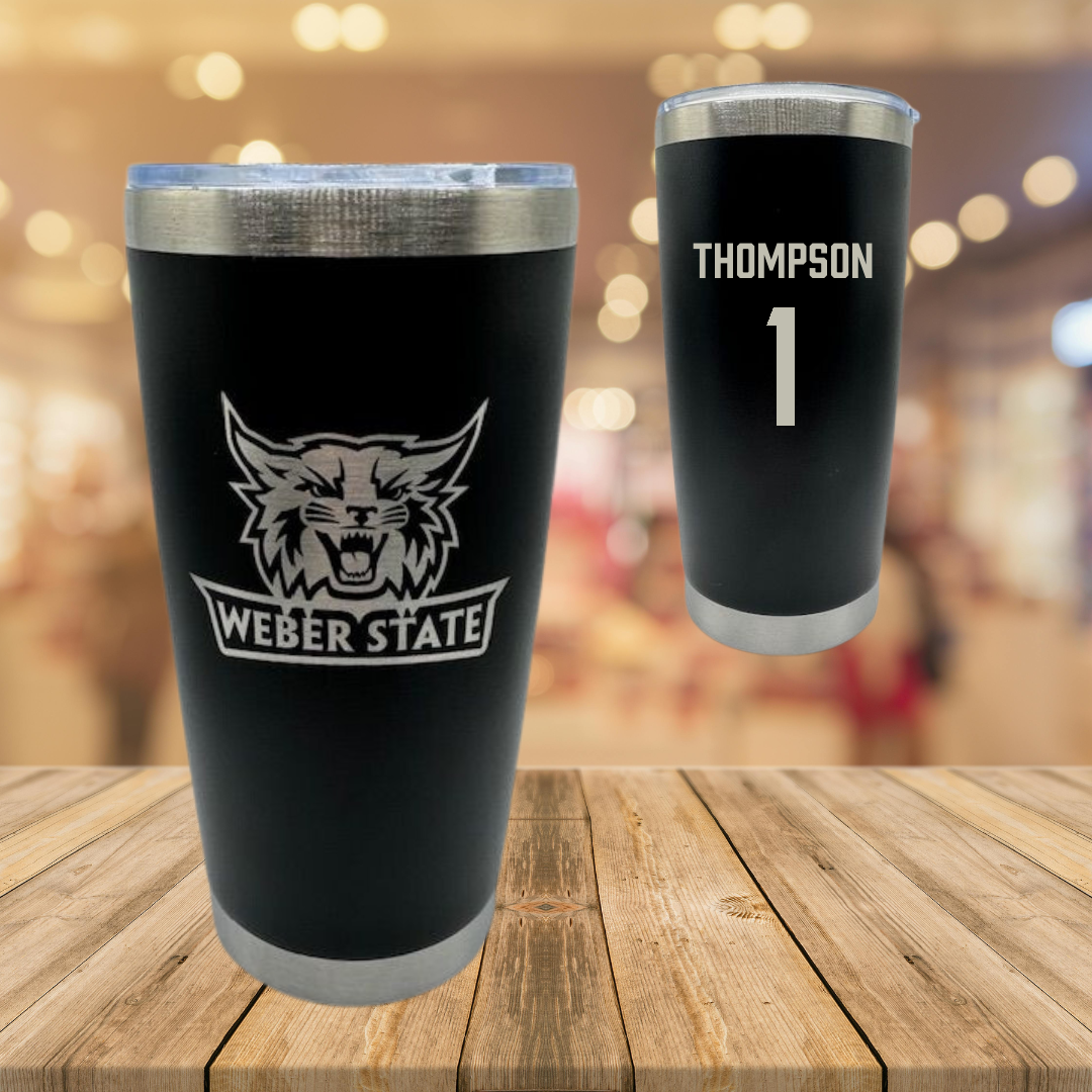 Weber State University Football Black Stainless Steel Tumbler - #1 Keahnist Thompson