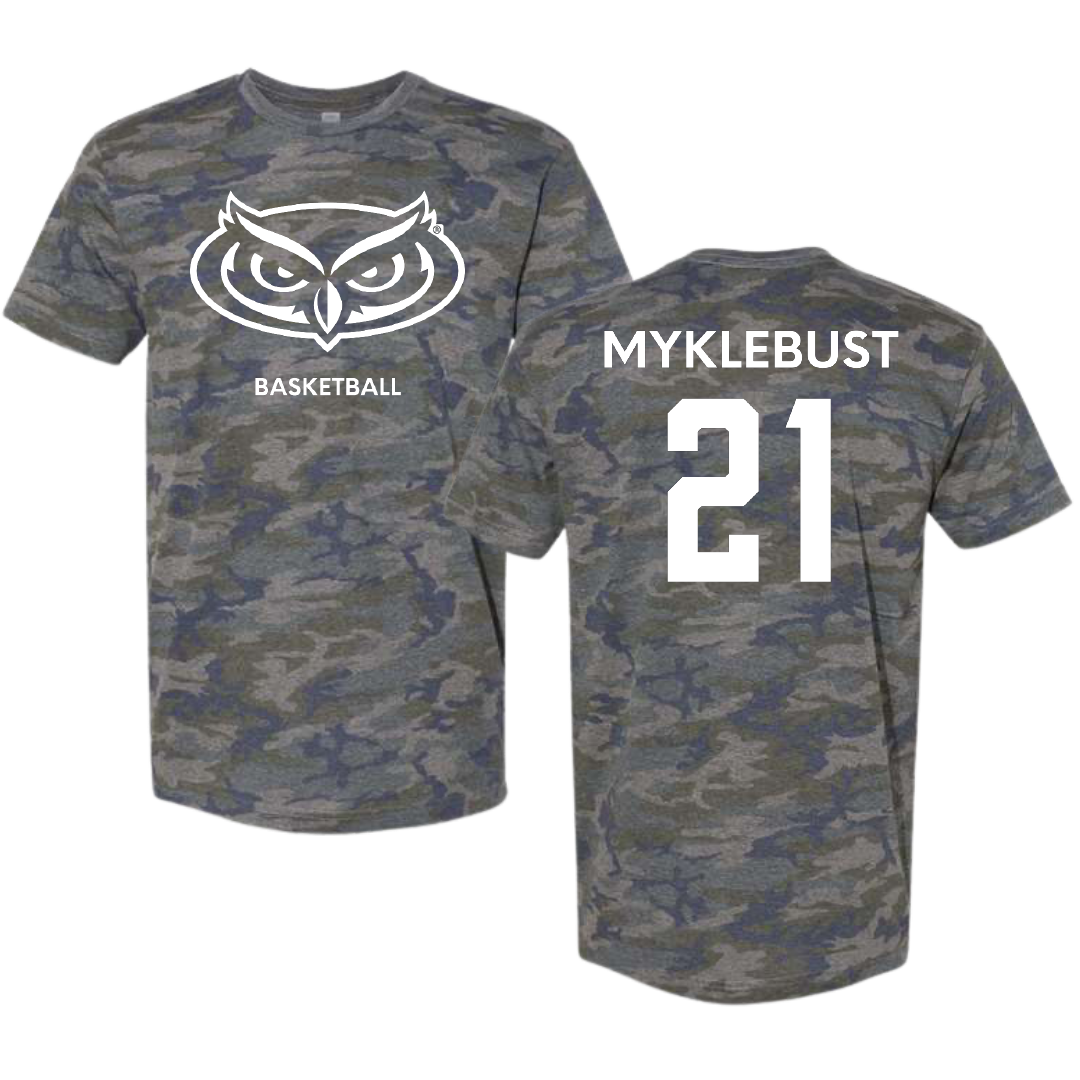 Florida Atlantic University Basketball (W) Vintage Camo Tee - #21 Maria Myklebust