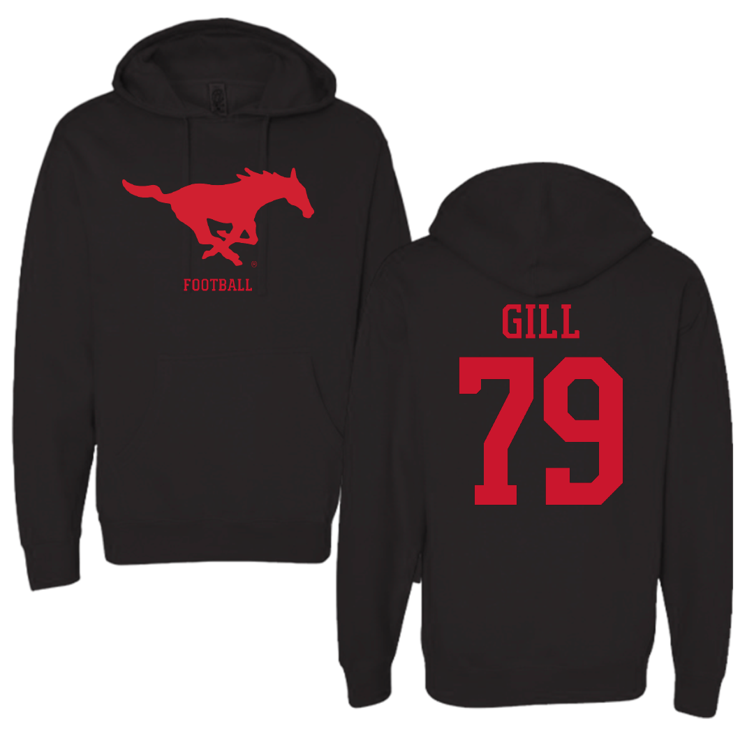 Southern Methodist University Football Black Mascot Hoodie - #79 Reagan Gill