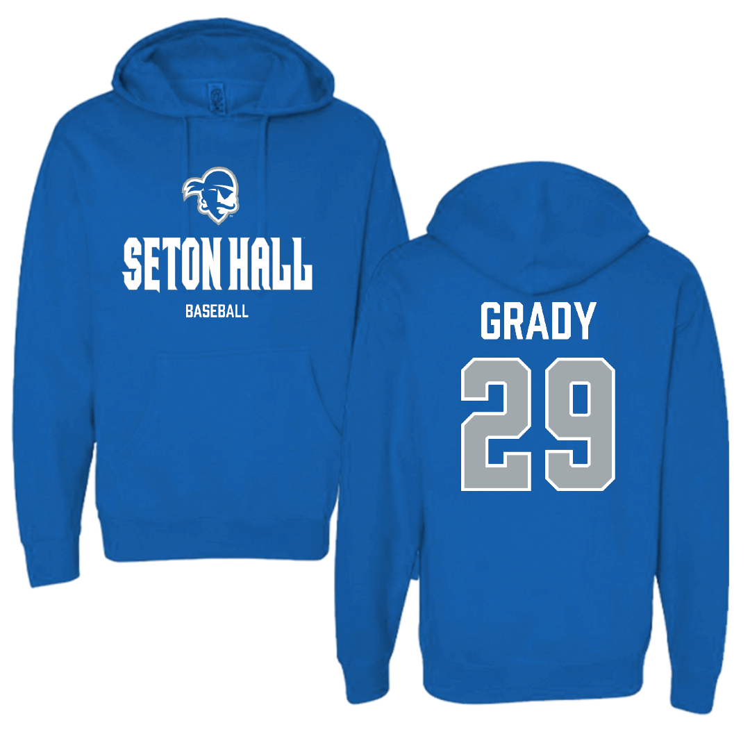 Seton Hall University Baseball Blue Block Hoodie - #29 Shea Grady