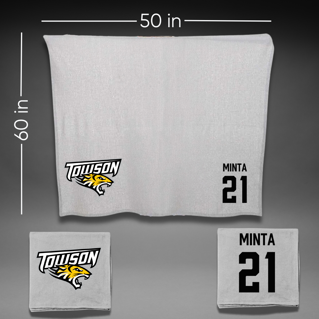 Towson University Volleyball Gray Blanket - #21 Kendall Minta