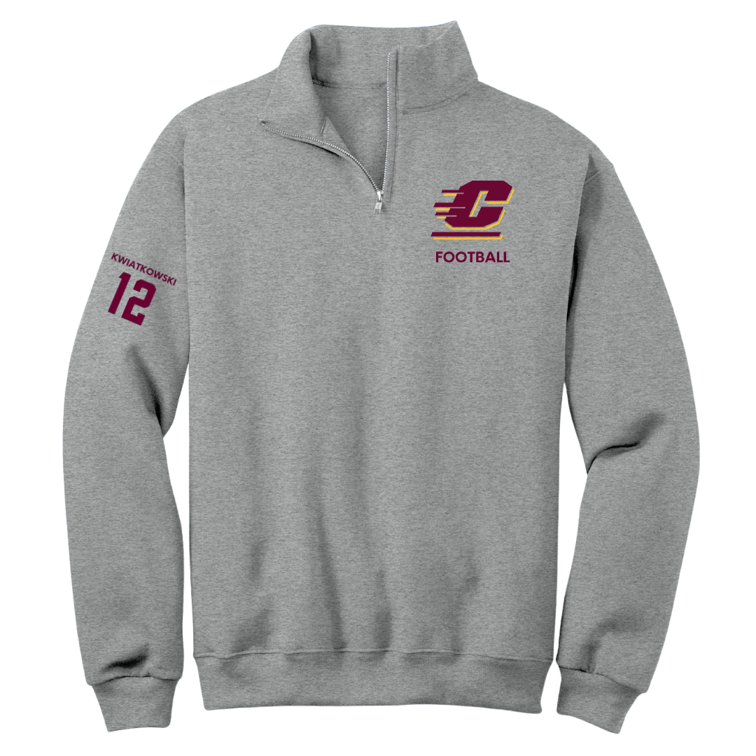 Central Michigan University Football Sport Gray Quarter-Zip - #12 Jordan Kwiatkowski