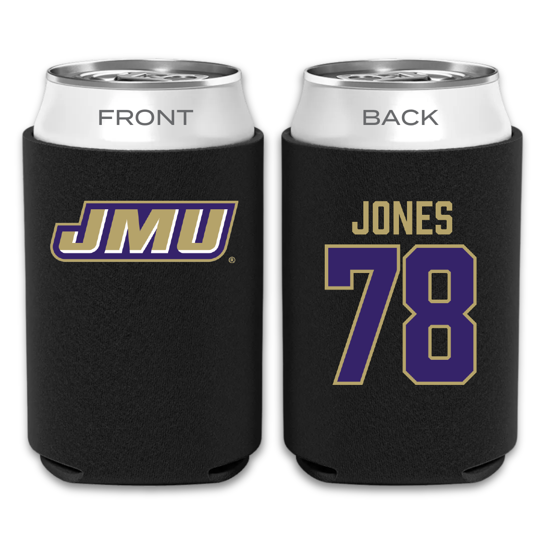 James Madison University Football Black Can Cooler - #78 Cameron Jones