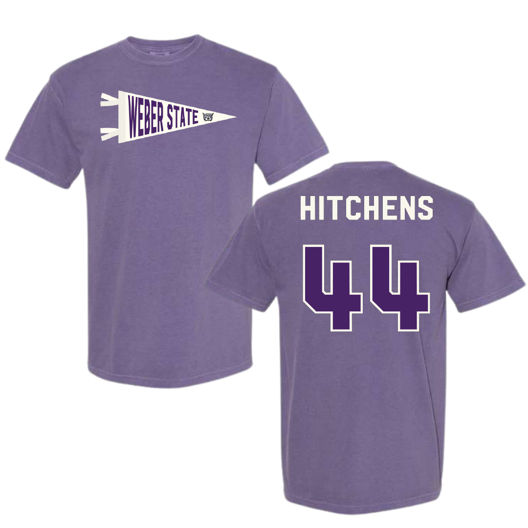 Weber State University Football Purple Pennant Comfort Colors Tee - #44 Mayson Hitchens