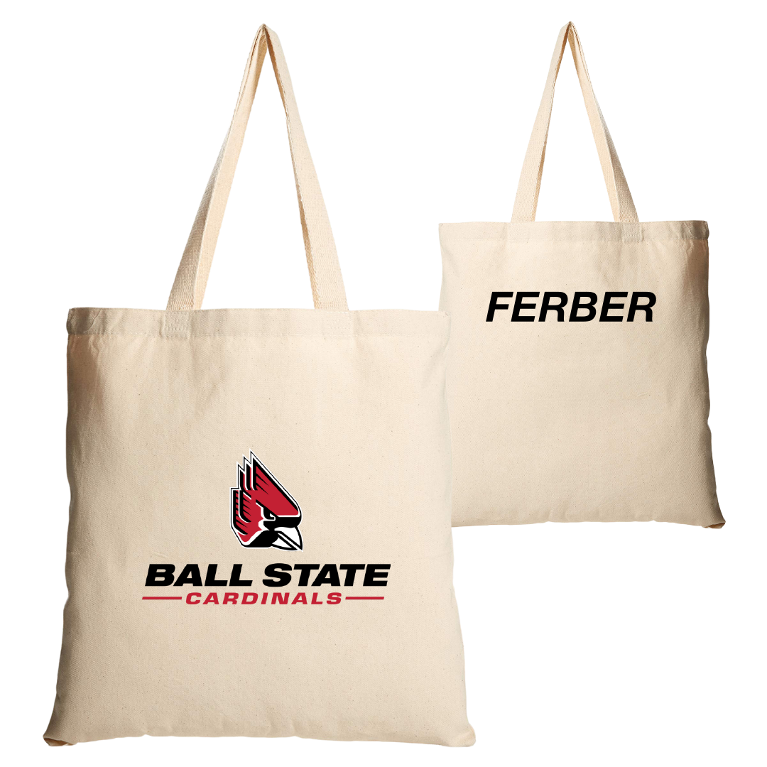Ball State University Swimming & Diving Tan Canvas Tote Bag - Reeve Ferber