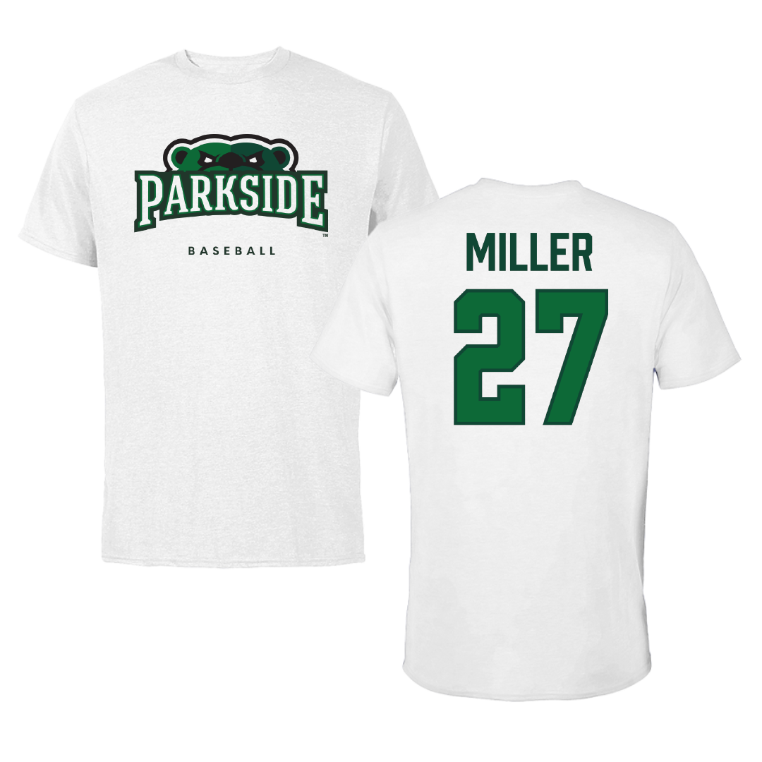 University of Wisconsin-Parkside Baseball White Performance Tee - #27 Brennen Miller