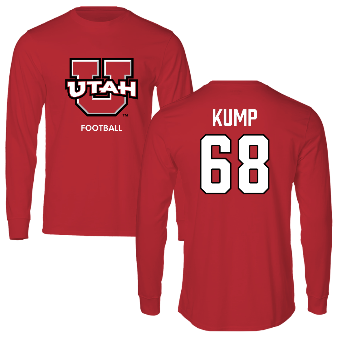 University of Utah Football Red Utes Long Sleeve - #68 Jaren Kump