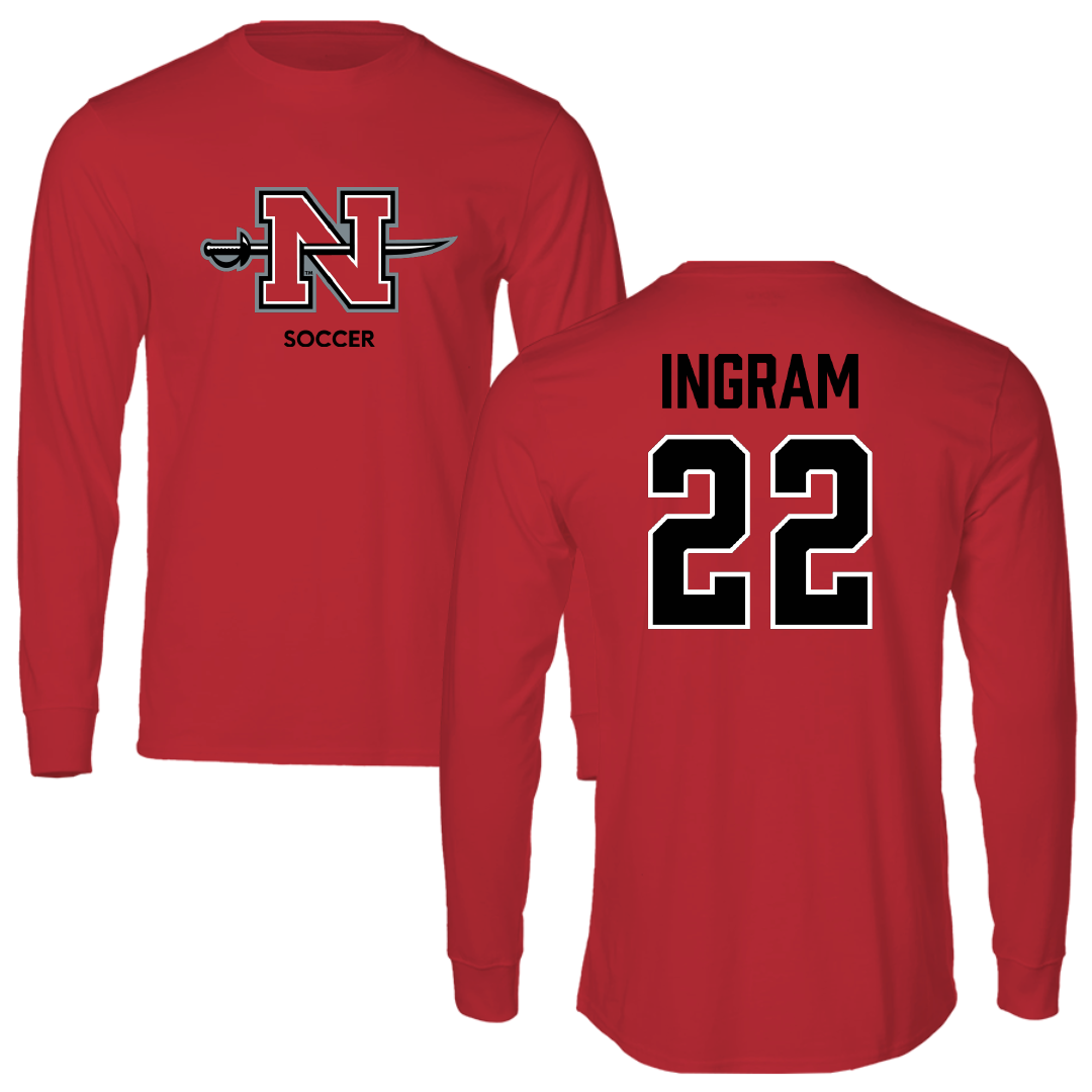 Nicholls State University Soccer (W) Red Mascot Long Sleeve - #22 Kori Ingram