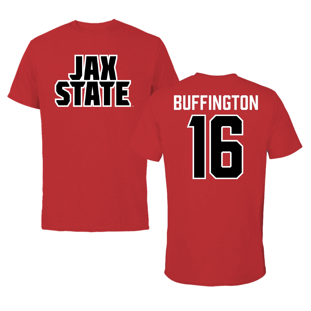 Jacksonville State University Softball Red Tee - #16 Hannah Buffington