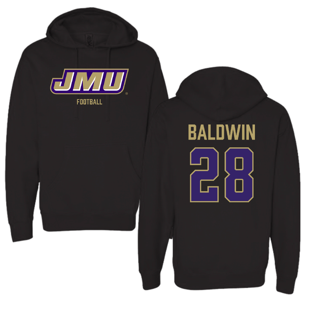 James Madison University Football Black Hoodie - #28 Ke'Marion Baldwin