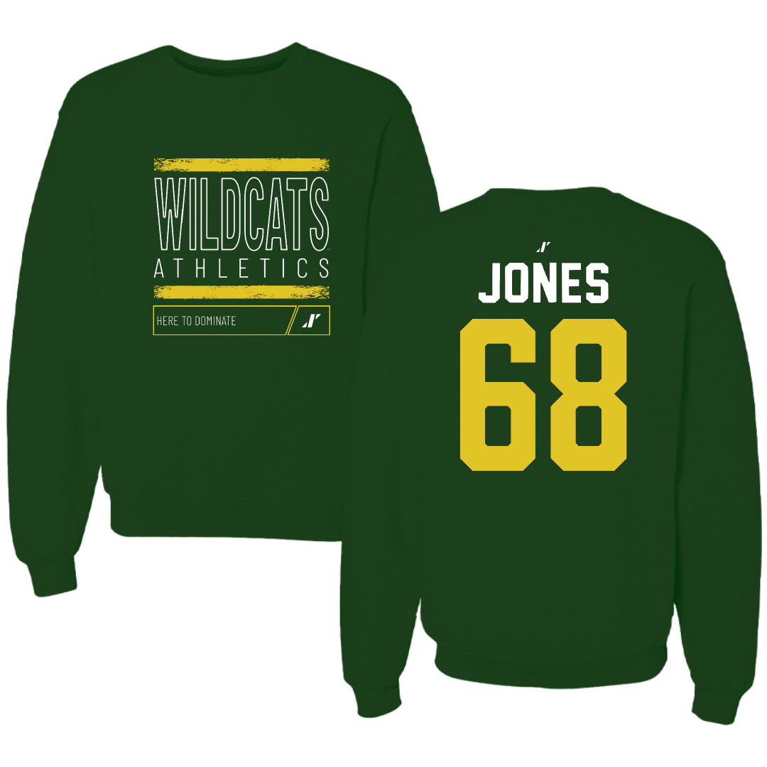 Northern Michigan University Football Forest Green Dominate Crewneck - #68 Tommy Jones