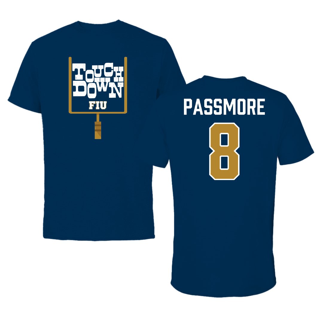 Florida International University Football Navy Touchdown Tee - #8 Jeramy Passmore
