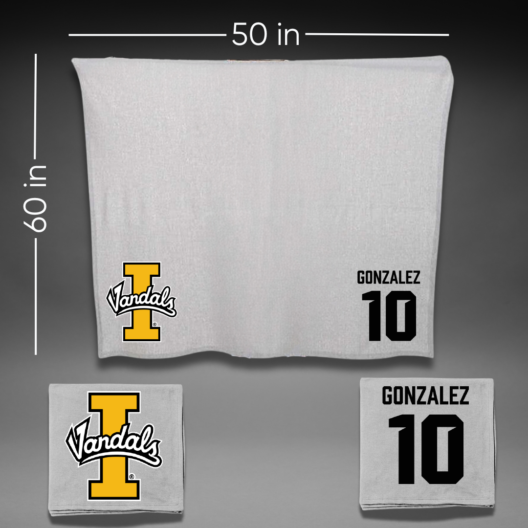 University of Idaho Basketball Gray Vandals Blanket - #10 Kristian Gonzalez