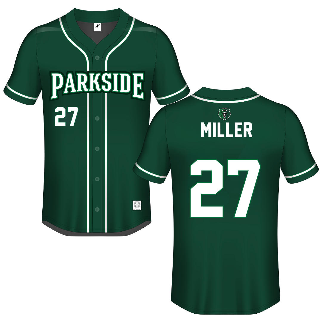 University of Wisconsin-Parkside Green Button-Down Jersey - #27 Brennen Miller