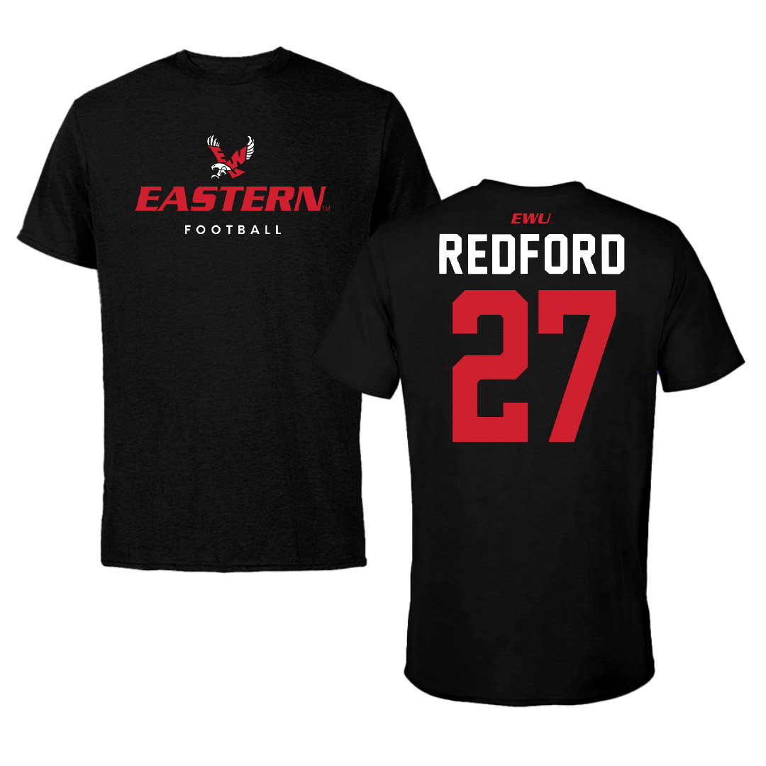 Eastern Washington University Football Black Eastern Tee - #27 Isaac Redford