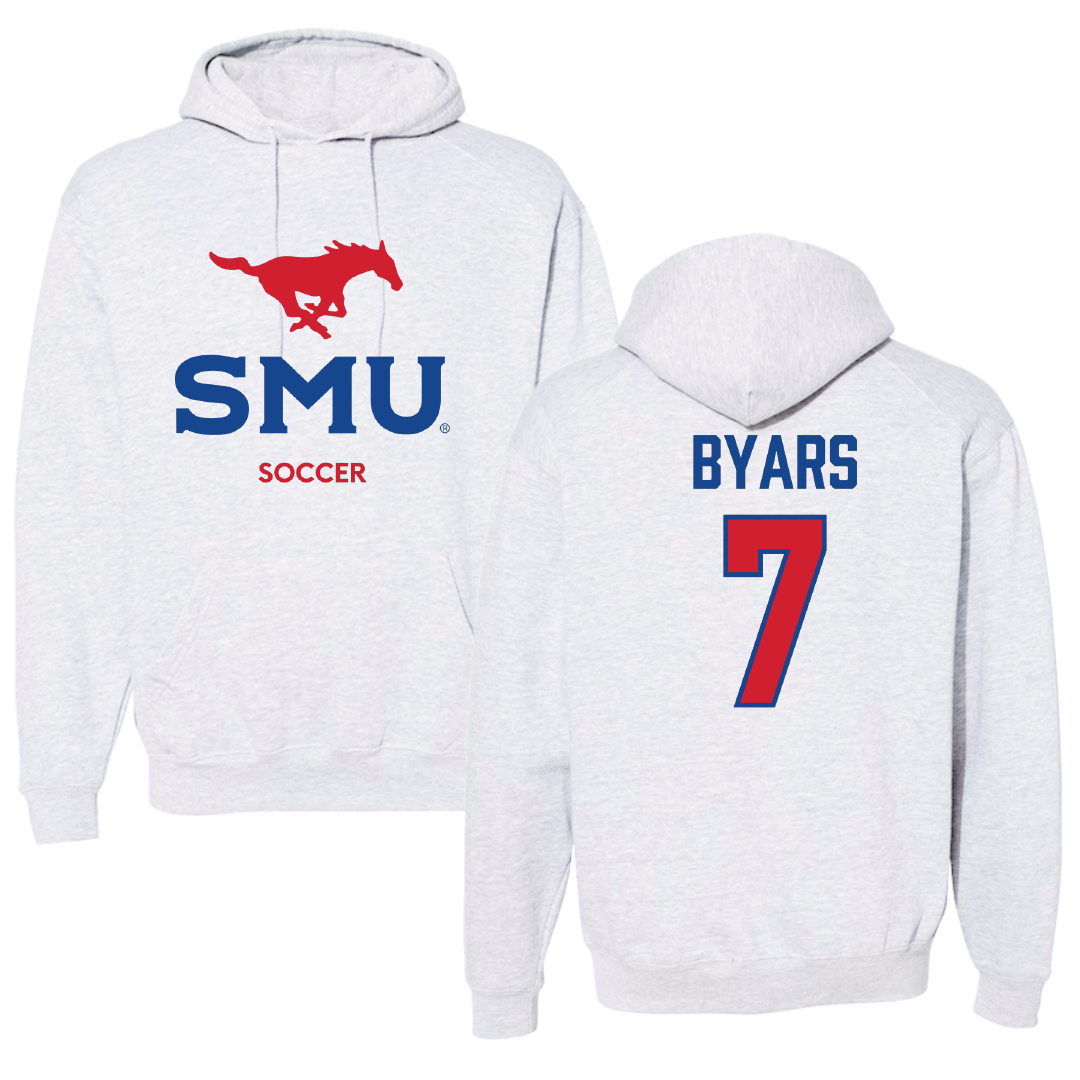 Southern Methodist University Soccer (W) Light Gray Hoodie - #7 Truth Byars