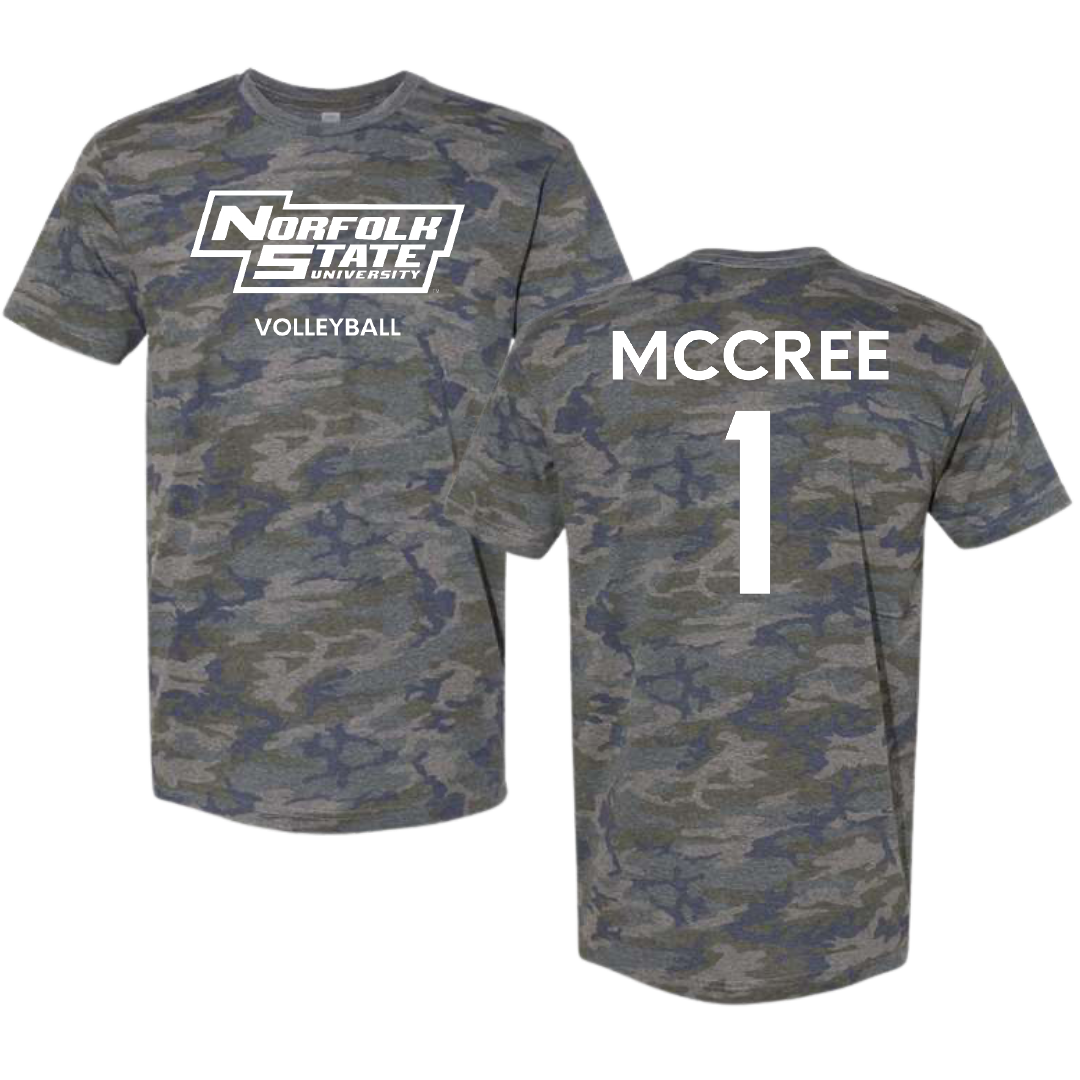 Norfolk State University Volleyball (W) Vintage Camo Tee - #1 Sydney McCree